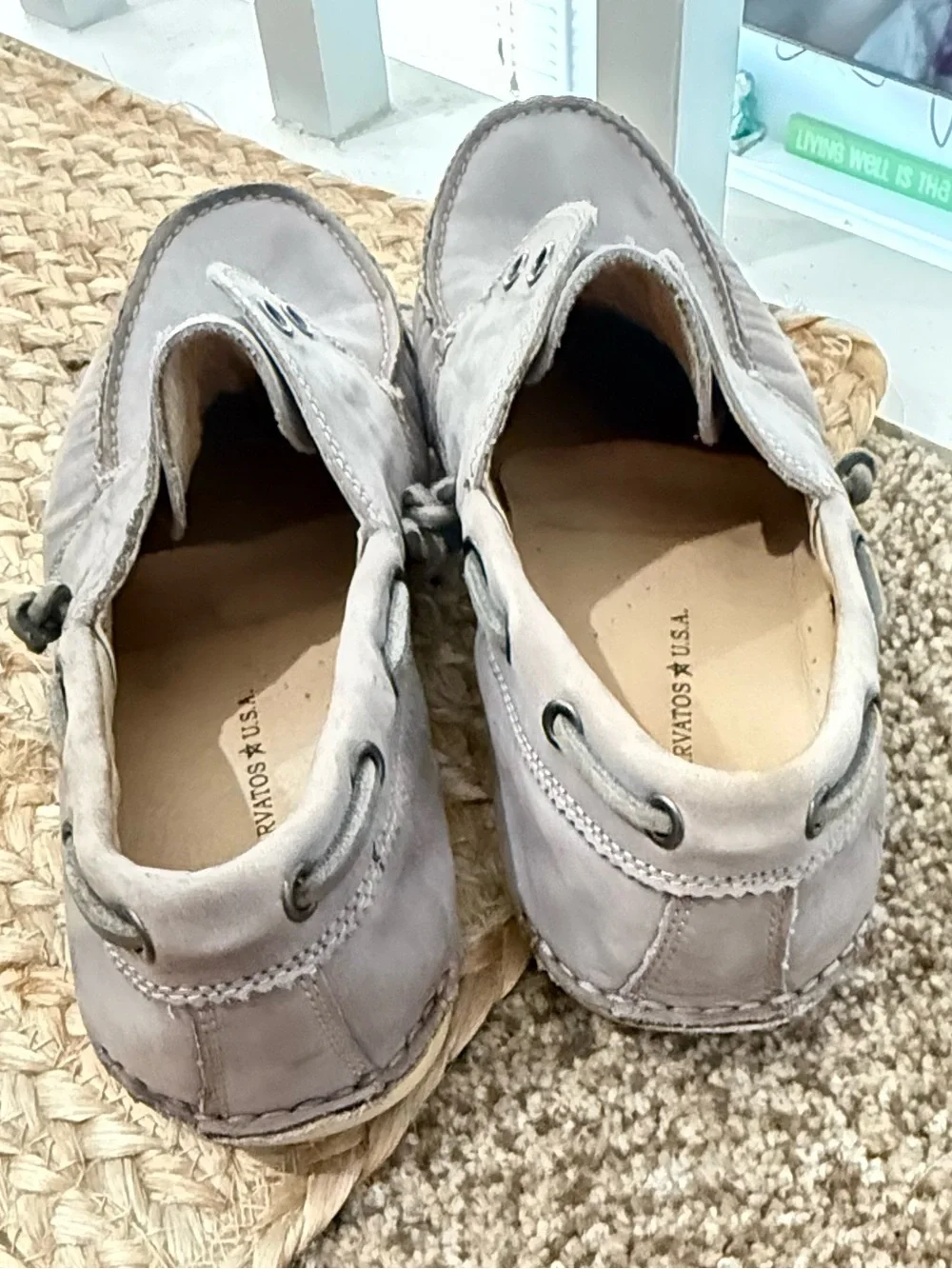 John Varvatos Gray Suede Slip-On Boat Shoes